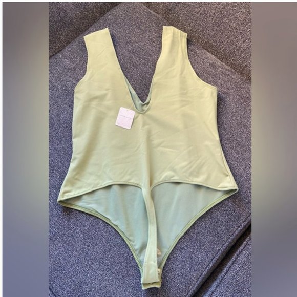 NWT Free People | Keep It Sleek Bodysuit in Oasis Green Size XL - Picture 5 of 7